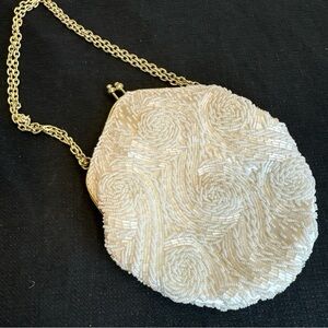 Vintage beaded white evening bag